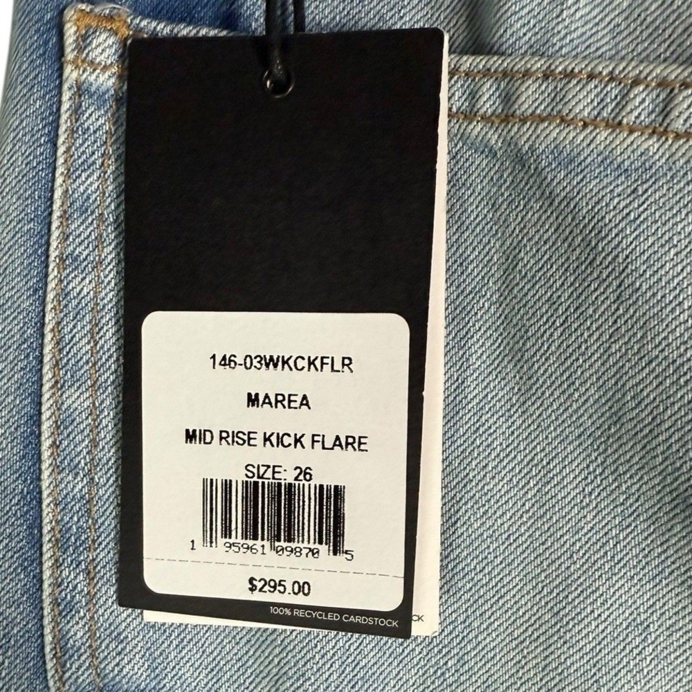 RE/DONE Marea Mid Rise Kick Flare Jeans Light Wash Blue Size 26 (28.5")NEW $298 - Picture 4 of 7